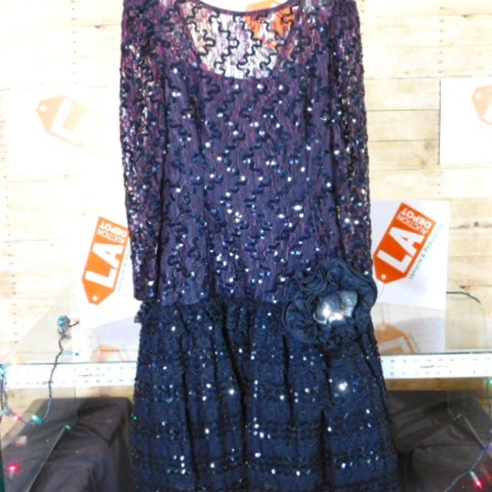 Julie Duroche 80’s Ruffled Lace Sequin Dress 8